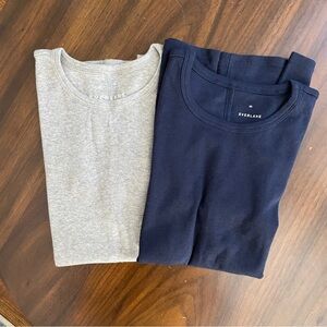 Everlane pima rib tees - navy & grey